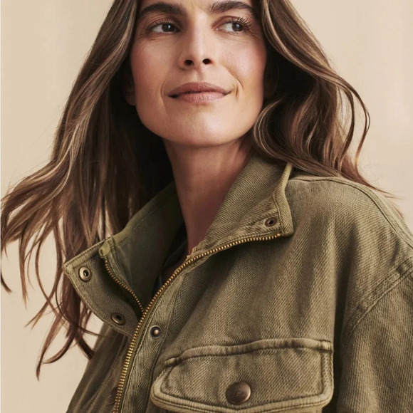 FAHERTY ~ Monterey Utility Jacket in Hawkeye Green Small Cotton Linen Blend - Picture 2 of 12